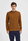 Selected Homme Remy Knit Crew Neck Jumper, Breen