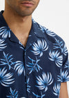 Selected Homme Resort Floral Linen Shirt, Sky Captain