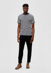 Selected Homme Ricky Stripe T-Shirt, Egret & Sky Captain