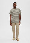 Selected Homme Ricky Stripe T-Shirt, Egret & Vetiver