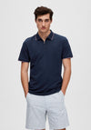 Selected Homme Figo Zip Polo Shirt, Sky Captain