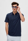 Selected Homme Figo Zip Polo Shirt, Sky Captain