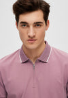 Selected Homme Figo Zip Polo Shirt, Wistful Mauve