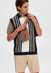 Selected Homme Mattis Knit Stripe Polo Shirt, Sky Captain