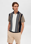 Selected Homme Mattis Knit Stripe Polo Shirt, Sky Captain