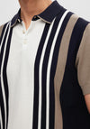 Selected Homme Mattis Knit Stripe Polo Shirt, Sky Captain