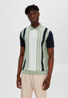 Selected Homme Mattis Knit Stripe Polo Shirt, Desert Sage