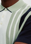 Selected Homme Mattis Knit Stripe Polo Shirt, Desert Sage
