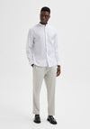Selected Homme Linen Grandad Collar Shirt, White