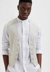 Selected Homme Linen Grandad Collar Shirt, White