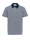 Selected Homme Ash Stripe Polo Shirt, Sky Captain