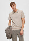 Selected Homme Town Knit Polo Shirt, Fog