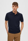 Selected Homme Town Knit Polo Shirt, Sky Captain