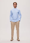 Selected Homme Linen Grandad Collar Shirt, Cashmere Blue
