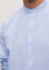 Selected Homme Linen Grandad Collar Shirt, Cashmere Blue