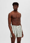 Selected Homme Dane Striped Swim Shorts, Cloud Dancer & Vetive
