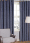 SLX Marble Oxford Ready Made Lined Eyelet Curtains, Navy