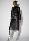 SOMETHINGNEW Hailey Faux Leather Midi Skirt, Black