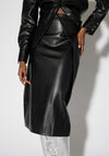 SOMETHINGNEW Hailey Faux Leather Midi Skirt, Black