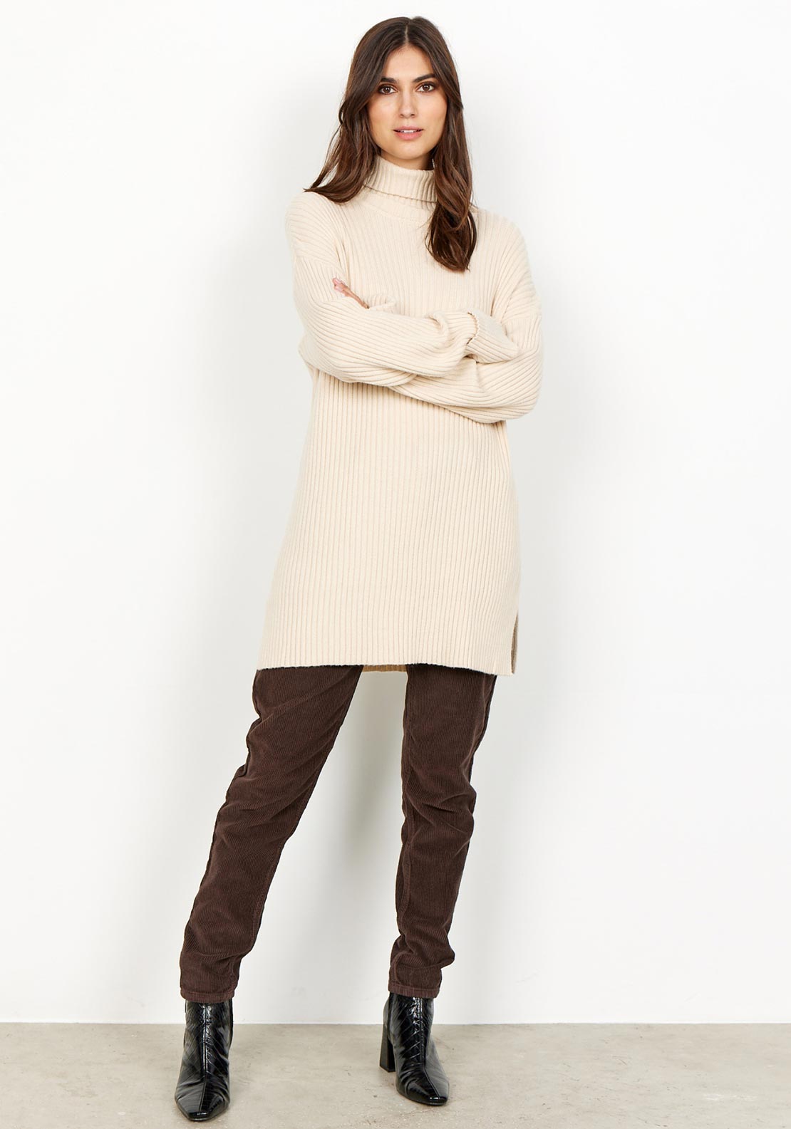 Soyaconcept Blissa Long Ribbed Sweater, Cream