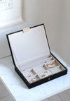 Stackers Medium Jewellery Box, Black Saffiano