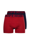 Superdry 2 Pack Dual Logo Boxers, Richest Navy & Risk Red