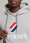 Superdry Code Stacked Applique Logo Hoodie, Grey Marl