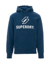 Superdry Code Stacked Applique Logo Hoodie, Zinc Blue