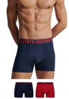Superdry Dual Logo 2 Pack Boxers, Richest Navy & Risk Red