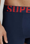 Superdry Dual Logo 2 Pack Boxers, Richest Navy & Risk Red