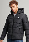 Superdry Hooded Sports Puffer Jacket, Black
