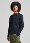 Superdry Vintage Tipped Long Sleeve Polo Shirt, Dark Navy & Red