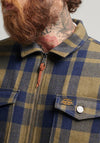 Superdry Vintage Wool Zip Overshirt, Roscoe Check Olive