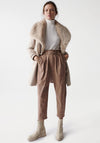 Salsa Detachable Faux Fur Collar Coat, Beige