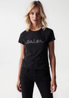 Salsa Bead Embellished Logo T-Shirt, Black