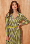 Setre Patterned Belted Maxi Shirt Dress, Green Multi