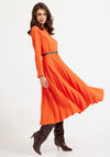 Setre Pleated Skirt Midi Dress, Orange