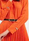 Setre Pleated Skirt Midi Dress, Orange