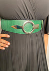 Seventy1 Hook Ring Stretch Waist Belt, Green & Silver