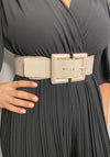 Seventy1 Chunky Buckle Stretch Waist Belt, Beige