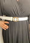 Seventy1 Medium Double Ring Belt, White & Gold