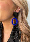 Seventy1 Large Circle Charm Clip On Earrings, Black & Blue