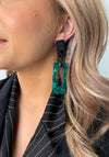 Seventy1 Large Rectangle Charm Clip On Earrings, Black & Green
