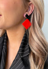 Seventy1 Square Charm Clip On Earrings, Red & Black