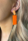 Seventy1 Rectangle Drop Charm Earrings, Orange
