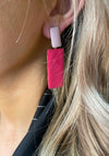 Seventy1 Rectangle Drop Charm Earrings, Pink