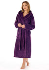 Slenderella Zig Zag Hooded Fleece Dressing Gown, Purple