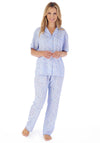 Slenderella Blossom Print Short Sleeve Pyjama Set, Blue