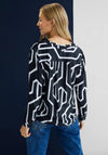 Street One Geo Print Tie Blouse, Deep Blue