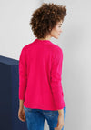 Street One Fine Short Ribbed Cardigan, Berry Rose